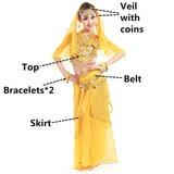 Belly Dance Costumes for Kids Girls Children Belly Dance Skirt Bollywood Dancing Dress Performance Competition Indian Cloth Set