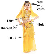 Belly Dance Costumes for Kids Girls Children Belly Dance Skirt Bollywood Dancing Dress Performance Competition Indian Cloth Set