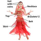 Belly Dance Costumes for Kids Girls Children Belly Dance Skirt Bollywood Dancing Dress Performance Competition Indian Cloth Set