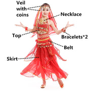 Belly Dance Costumes for Kids Girls Children Belly Dance Skirt Bollywood Dancing Dress Performance Competition Indian Cloth Set