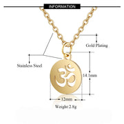 Small Yoga Pendant Gold Color Stainless Steel Indian Hindoo Hindu Buddhist OM Charm Necklace For Women Religious Jewelry Gift