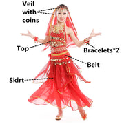 Belly Dance Costumes for Kids Girls Children Belly Dance Skirt Bollywood Dancing Dress Performance Competition Indian Cloth Set