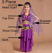 5 Piece Set Belly Dance Costumes Set Indian Dress Handmade Kids Belly Dance Costumes for Girls Bollywood Performance Cloth