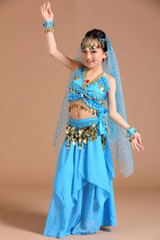 5 Piece Set Belly Dance Costumes Set Indian Dress Handmade Kids Belly Dance Costumes for Girls Bollywood Performance Cloth