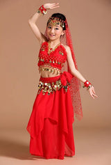 5 Piece Set Belly Dance Costumes Set Indian Dress Handmade Kids Belly Dance Costumes for Girls Bollywood Performance Cloth