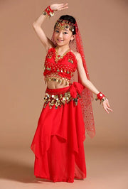 5 Piece Set Belly Dance Costumes Set Indian Dress Handmade Kids Belly Dance Costumes for Girls Bollywood Performance Cloth