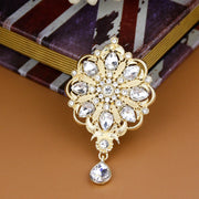 Sunspicems 18K Gold Color Crystal Women Brooch Morocco Caftan Brooch Pins Sunflower Algeria Jewelry Arabic Bridal Wedding Bijoux