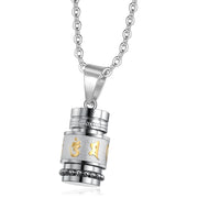 Stainless Steel Om Mani Padme Hum Buddhist Mantra Prayer Wheel Meditation Pendant Keepsakes Cremation Urn Necklace