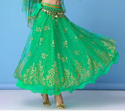 Bollywood Dress Costume Women Set Indian Dance Sari Belly Dance Performance Clothes Chiffon Top Skirt Waist Chain 2/3/5/8pcs Set