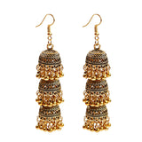 Retro Bollywood Oxidized Women Jhumka Indian Earrings Femmes 2020 Ethnic Gold Silver Color Afghan Bell Long Tassel Drop Earrings