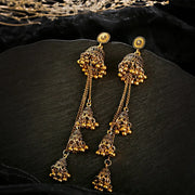 Retro Bollywood Oxidized Women Jhumka Indian Earrings Femmes 2020 Ethnic Gold Silver Color Afghan Bell Long Tassel Drop Earrings