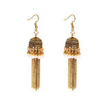 Retro Bollywood Oxidized Women Jhumka Indian Earrings Femmes 2020 Ethnic Gold Silver Color Afghan Bell Long Tassel Drop Earrings