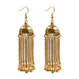 Retro Bollywood Oxidized Women Jhumka Indian Earrings Femmes 2020 Ethnic Gold Silver Color Afghan Bell Long Tassel Drop Earrings