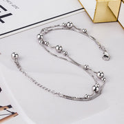 100% 925 Sterling Silver Beach Foot Anklet For Women Bohemian Simple Double Chain Anklets Summer Bracelet On the leg Jewelry