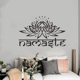 Indian Namaste Lotus Wall Sticker Living Room Background Decal Mural Home Decor Домашний декор