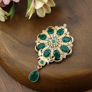 Sunspicems 18K Gold Color Crystal Women Brooch Morocco Caftan Brooch Pins Sunflower Algeria Jewelry Arabic Bridal Wedding Bijoux