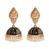 Ethnic Retro Geometric Turkish Jhumka Earrings For Women Indian Jewelry Flower Gold Color Bell Tassel Dangling Earrings