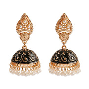 Ethnic Retro Geometric Turkish Jhumka Earrings For Women Indian Jewelry Flower Gold Color Bell Tassel Dangling Earrings