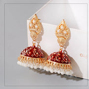 Ethnic Retro Geometric Turkish Jhumka Earrings For Women Indian Jewelry Flower Gold Color Bell Tassel Dangling Earrings