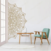 મંડલા ઇન હાફ વોલ સ્ટીકર વિનાઇલ હોમ ડેકોર લિવિંગ રૂમ બેડરૂમ આર્ટ બોહો ઇન્ડિયન મેડિટેશન યોગ ડેકલ્સ રિમુવેબલ મ્યુરલ્સ S386