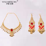 2/3pcs Set Belly Dancing Accessories Women Indian Belly Dance Necklace Earrings Gold Silver Set Belly Dance Accessory Wholesale