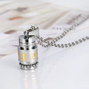 Stainless Steel Om Mani Padme Hum Buddhist Mantra Prayer Wheel Meditation Pendant Keepsakes Cremation Urn Necklace