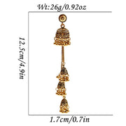 Retro Bollywood Oxidized Women Jhumka Indian Earrings Femmes 2020 Ethnic Gold Silver Color Afghan Bell Long Tassel Drop Earrings