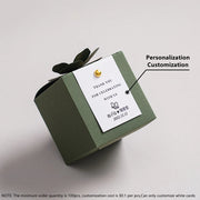 ગ્રીન ક્રિએટિવ ફ્લાવર સ્ક્વેર ઉત્કૃષ્ટ વેડિંગ કેન્ડી બોક્સ નામ સાથે વ્યક્તિગત કરેલ વેડિંગ થેંક યુ ગિફ્ટ્સ ફોર ગેસ્ટ બોક્સ ૫૦/૧૦૦