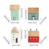 4Pcs Small Wooden House Ornament Miniature Building Table Desktop Home Decor Items Nordic Style Birthday Christmas Gifts Crafts