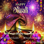 1pc 2D Diwali Celebration Banner, Vibrant Fireworks, No Power Required——sym