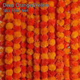 Long Strands Artificial Marigold Garland Pooja Diwali Fiesta Indian Décor Pooja Marigold Flowers Reusable 1.5m