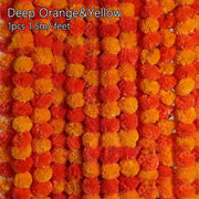 Long Strands Artificial Marigold Garland Pooja Diwali Fiesta Indian Décor Pooja Marigold Flowers Reusable 1.5m
