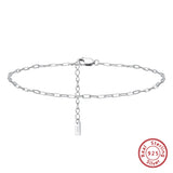 KISS MANDY 925 Sterling Silver 1.8*4.2mm Paperclip Chain Anklet Women Summer Foot Chain Bracelet Ankle Straps Jewelry Gift SA22