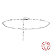 KISS MANDY 925 Sterling Silver 1.8*4.2mm Paperclip Chain Anklet Women Summer Foot Chain Bracelet Ankle Straps Jewelry Gift SA22