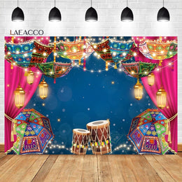 Laeacco Indian Traditional Photography Backdrop Mehndi Haldi Marigold Puja Ganpati Weddings Bridal Shower Portrait Background