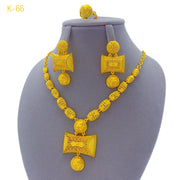 Luxury Indian Dubai 24k Gold Plated Necklace And Earrings Sets For Women Ethiopian Bridal Jewelry Set Wedding Accesorios
