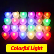1/48PCS Flameless Led Candle Christmas Wedding Party Decoration Table Lamp Heart-shape Electronic Battery-Power Tealight Candles