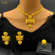 Luxury Indian Dubai 24k Gold Plated Necklace And Earrings Sets For Women Ethiopian Bridal Jewelry Set Wedding Accesorios