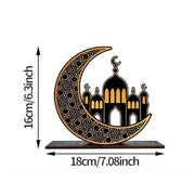 Ramadan Kareem Eid Mubarak Table Decorations - Wooden Tabletop, Black Gold Islamic Ramadan Decoration for Home Party