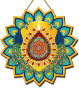 Diwali Decorations for Home – Festive Wooden Door Sign with Indian Motifs for Deepawali, Weddings of Lights Celebrations