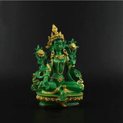 1 pc Resin painted green Tara Bodhisattva Buddha Statue Sculpture Crafts Feng Shui Accessories sacrifice pray for auspiciousness