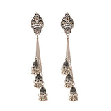 Retro Bollywood Oxidized Women Jhumka Indian Earrings Femmes 2020 Ethnic Gold Silver Color Afghan Bell Long Tassel Drop Earrings