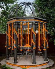 5 Pcs of 5 Feet Long Strands Artificial Marigold Flower Garlands Gulchadi for Diwali Traditional Indian Decor Home Christmas