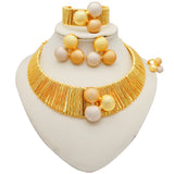 Dubai Gold Color Jewelry Set Wedding African Indian Ethiopian Bridal Sets Nigerian Necklace Bracelet Earring Ring Jewellery