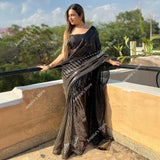 Indian Saree Dress for Women Ethnic Party Costume Traditional Sari Wedding Reception/Bharatanatyam Dance Performance No Tops