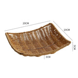 Creative Fruit Plate Imitation Rattan Woven Retro Living Room Snack Storage and Placement Square Afternoon Tea Heart Plate
