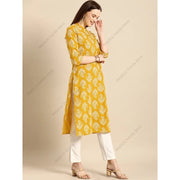 Women's Indian Style Cotton Printed Tunic Top Blouse with 3/4 Sleeves and Mandarin Collar India Dress Kurta Kurti