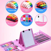 208 - Piece Pink Kids' Art Set with Easel - Includes Drawing Book & Sketch Copy, Ideal for Young Artists