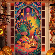 Diwali Decoration Party Background  Indian Diwali Peacock Candle Party Supplies Door Decoration Festival Door Cover Backdrop