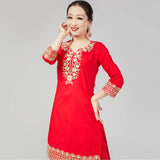 Indian Women's Pure Cotton Long Sleeved Top Embroidery Craft Pakistan Traditional Top Wear Sleeved Ethnic Clothing